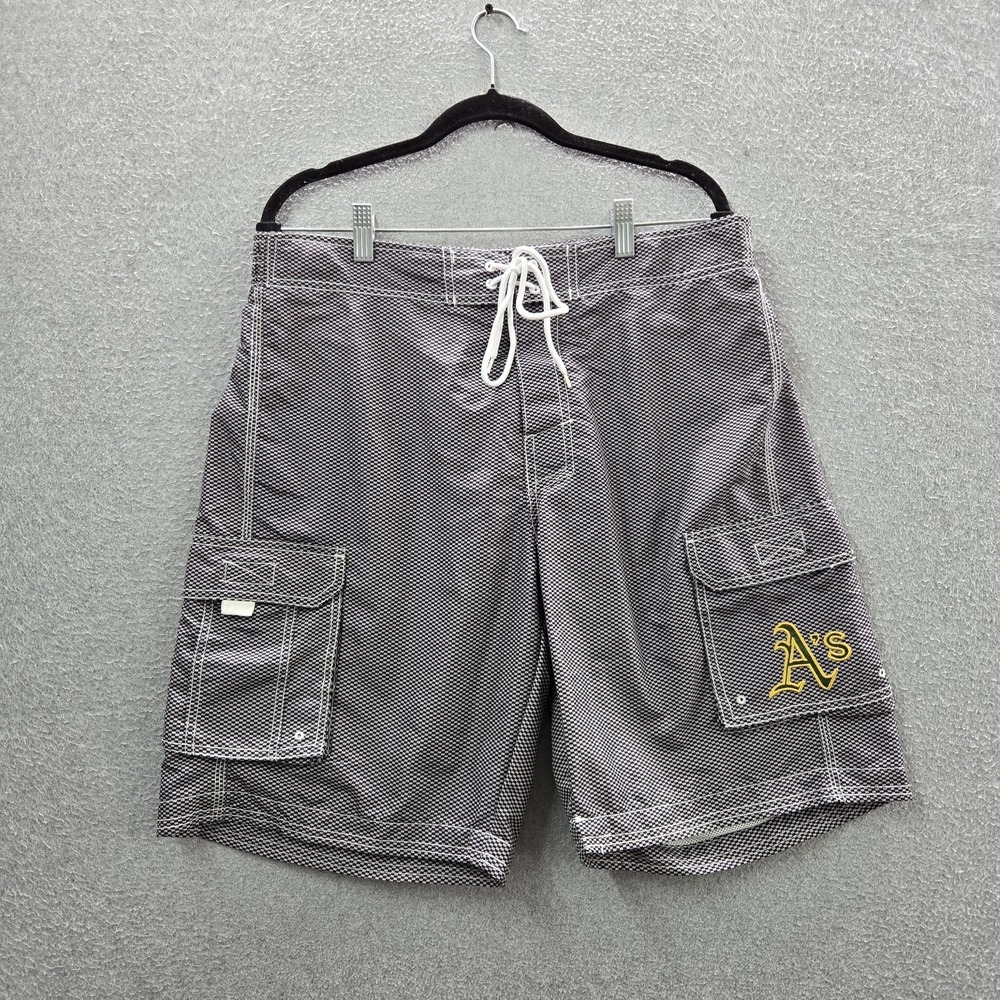 Oakland Athletics Men Swimwear L Black G-III Cargo Swim Trunks